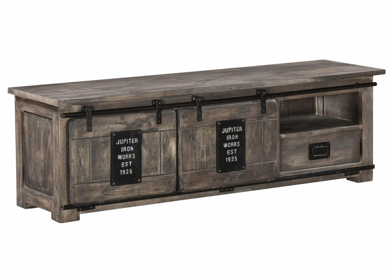 TV-BOARD Mango 160x45x50 grau lackiert RAILWAY #201 - Grau, Holz (160/50/45cm) - Massivmoebel24