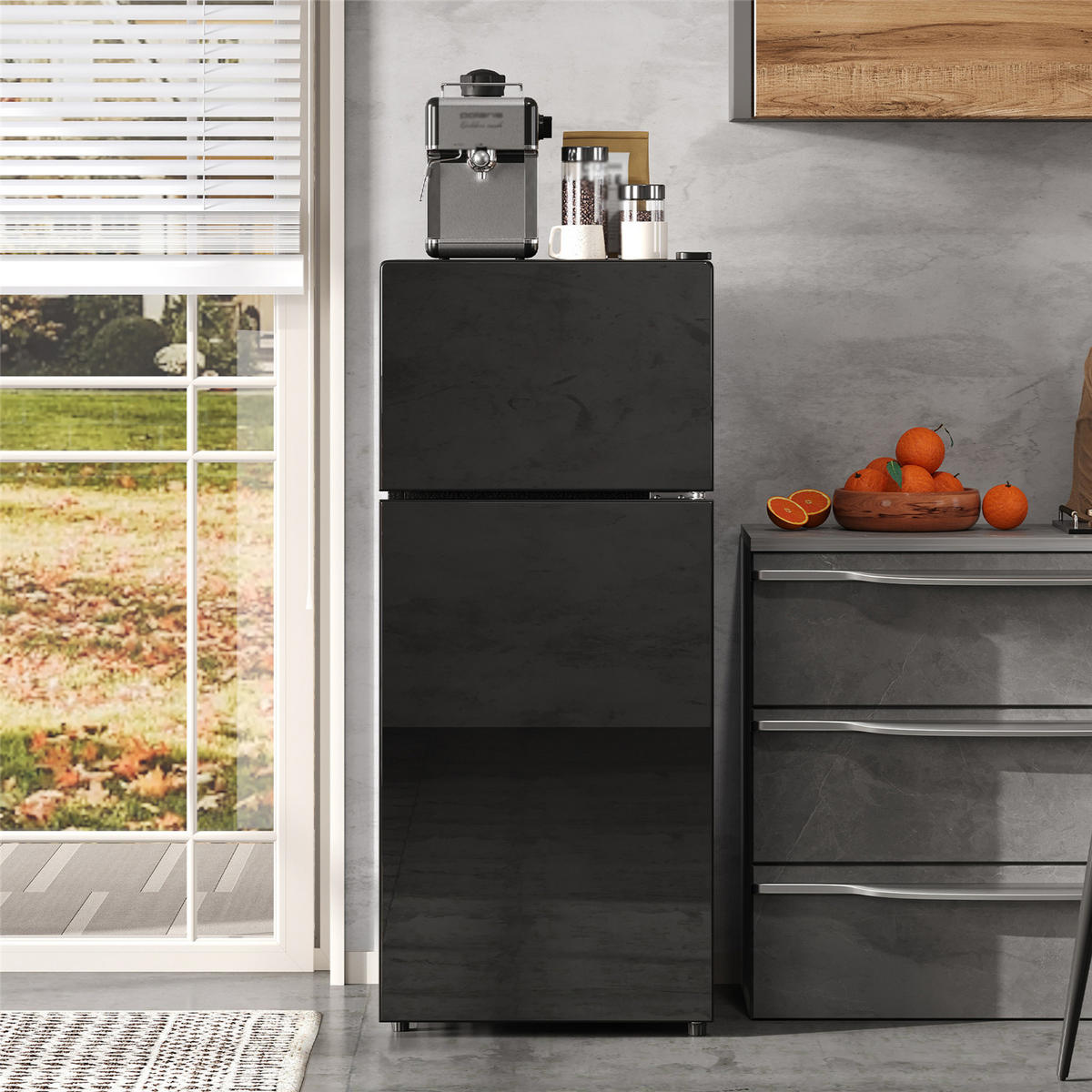 MINIKÜHLSCHRANK 92L Gefrierfach LED Temperaturregelung - Schwarz, Metall (42.5/102/44.5cm) - Kaket