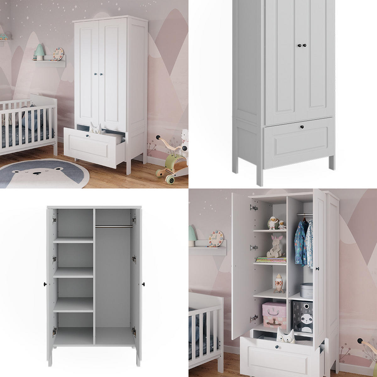 KINDERKLEIDERSCHRANK Ajaton Weiß 83.3 x 187 cm - Weiß, Holzwerkstoff (83.3/187/53.4cm) - VitaliSpa