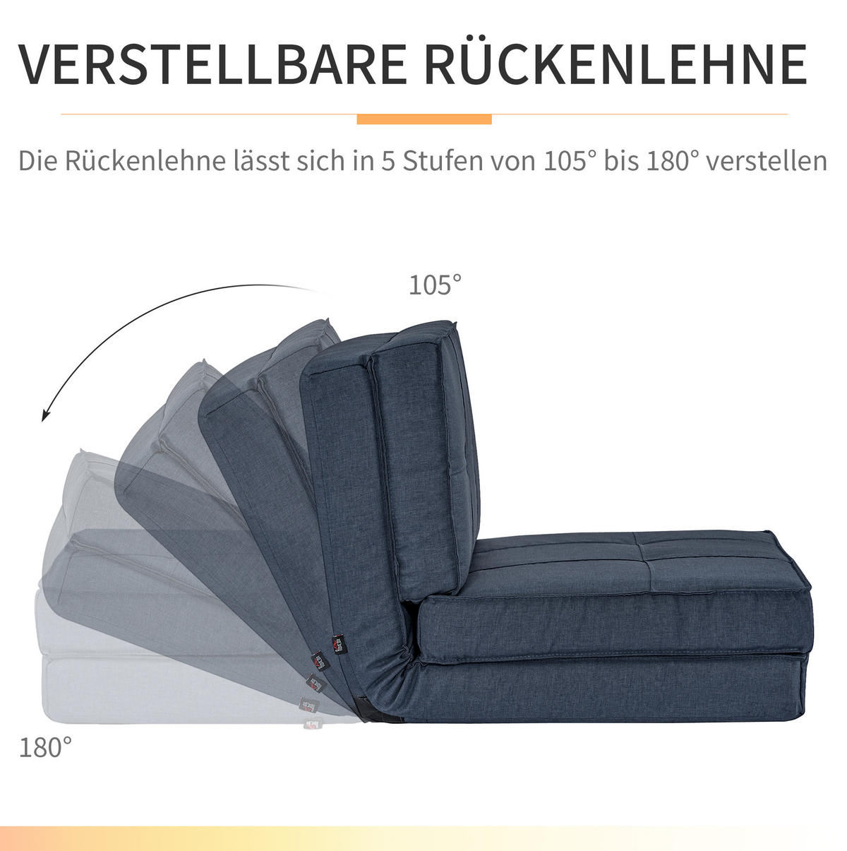 BODENSESSEL 3-in-1 mit verstellbarer Rückenlehne 61/73/58 cm Blau - Blau, Textil (73/58/61cm) - Redom