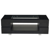 COUCHTISCH Schwarz 100/50/35 cm mit LED-Beleuchtung und Glasplatte - Schwarz, Holzwerkstoff (50/100/35cm) - PANGIVO