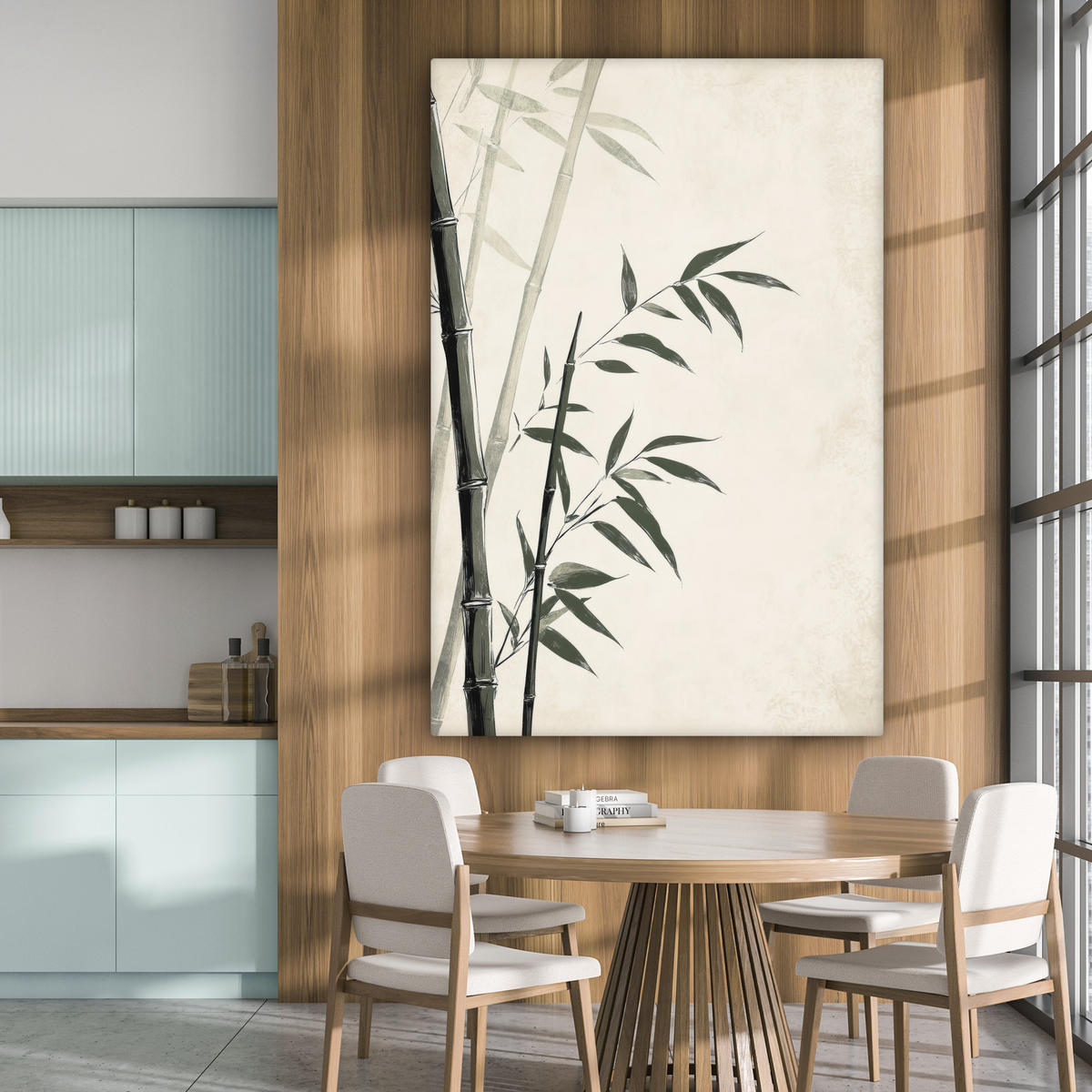 SLIKA NA PLATNU Japandi 90x140 cm - barve lesa evkaliptusa, tekstil (90/140cm) - MuchoWow