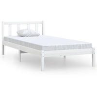 BETT mit Kopfteil, 100/200 cm, aus Massivholz Kiefer, in Weiß - Weiß, Holz - vidaXL