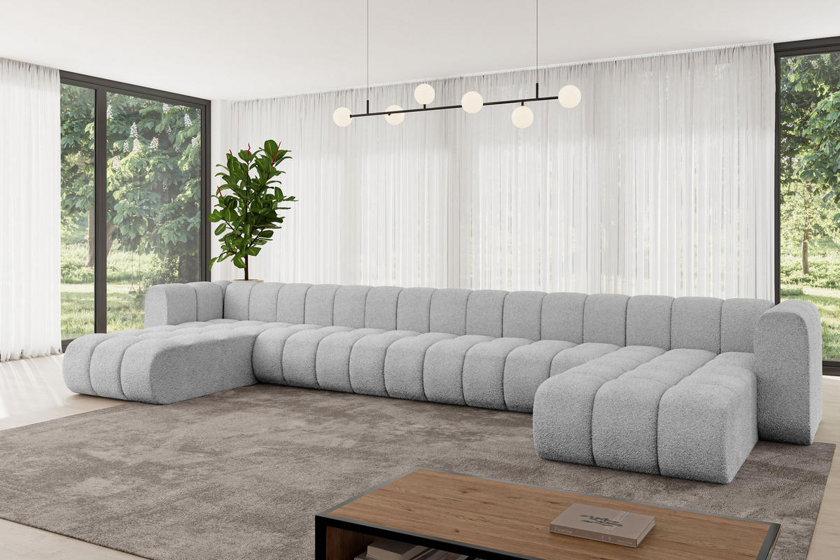 WOHNLANDSCHAFT modulares Sofa Joren-U3 - 501x177x70 cm Hellgrau - Hellgrau, Holzwerkstoff/Textil (501/70/177cm) - ALTDECOR
