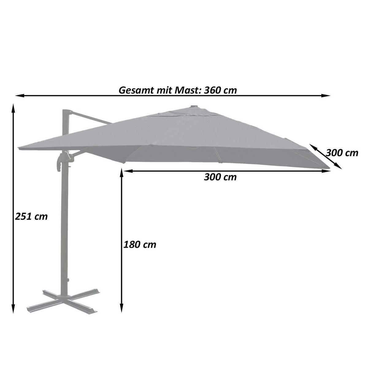 AMPELSCHIRM I Gelb 300/300 cm - Gelb, Textil (360/300cm) - MCW