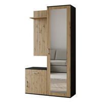 GARDEROBENSCHRANK VENTO 100/180,5/35 cm Modern Garderobe-Set Schwarz - Schwarz/Eiche Artisan, Holzwerkstoff (100/180.5/35cm) - MASSENO