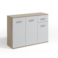KOMMODE GIACOMO V 112/85/33 cm mit 1 Schubladen 3 Türen Sonoma Eiche - Weiß/Sonoma Eiche, Holzwerkstoff (112/85/33cm) - MASSENO