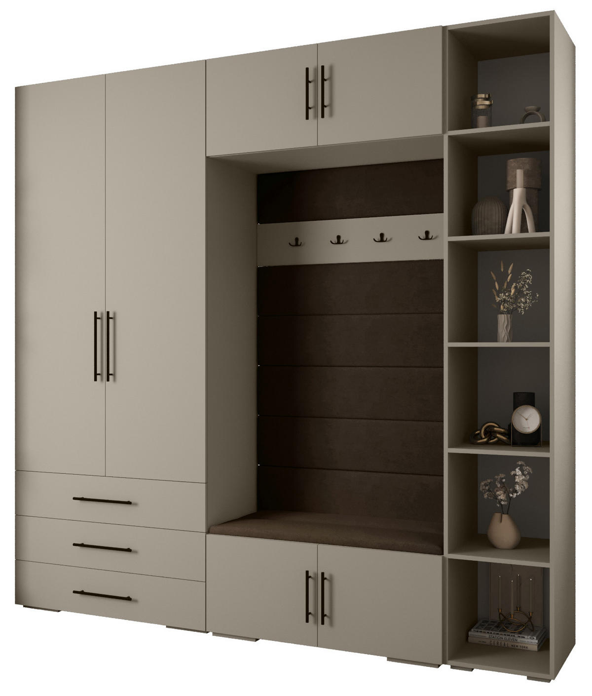GARDEROBEN-SET 236,7/240/47 - Kaschmir/Schwarz, Holz/Kunststoff (240/236.7/47cm) - Abiks Möbel