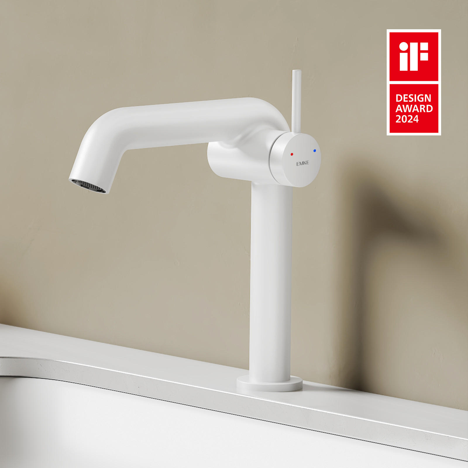 WASCHTISCHARMATUR Ventilkernzertifizierung Weiß Matt 15cm - Weiß, Metall (20/7.6/22.2cm) - EMKE