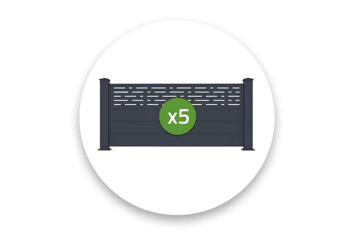 VORGARTENZAUN 5er-Set Arlberg grau 1,9m H.90cm aluminium - Grau, Metall (945/89cm) - Casanoov