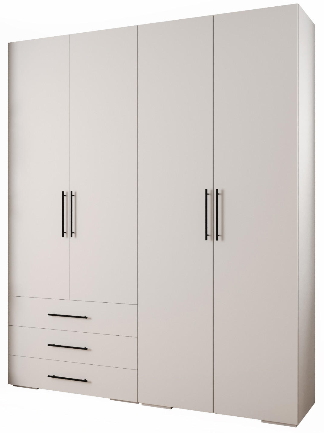 GARDEROBEN-SET 236,7/200/47 - Schwarz/Weiß, Holz/Kunststoff (200/236.7/47cm) - Abiks Möbel