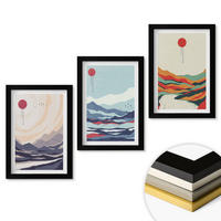 WANDBILDER 3er-Set - 20x30 cm Schwarzer Rahmen - Japanische Bergabstraktionen - Schwarz, Kunststoff (20/30cm) - ArtPrintCave