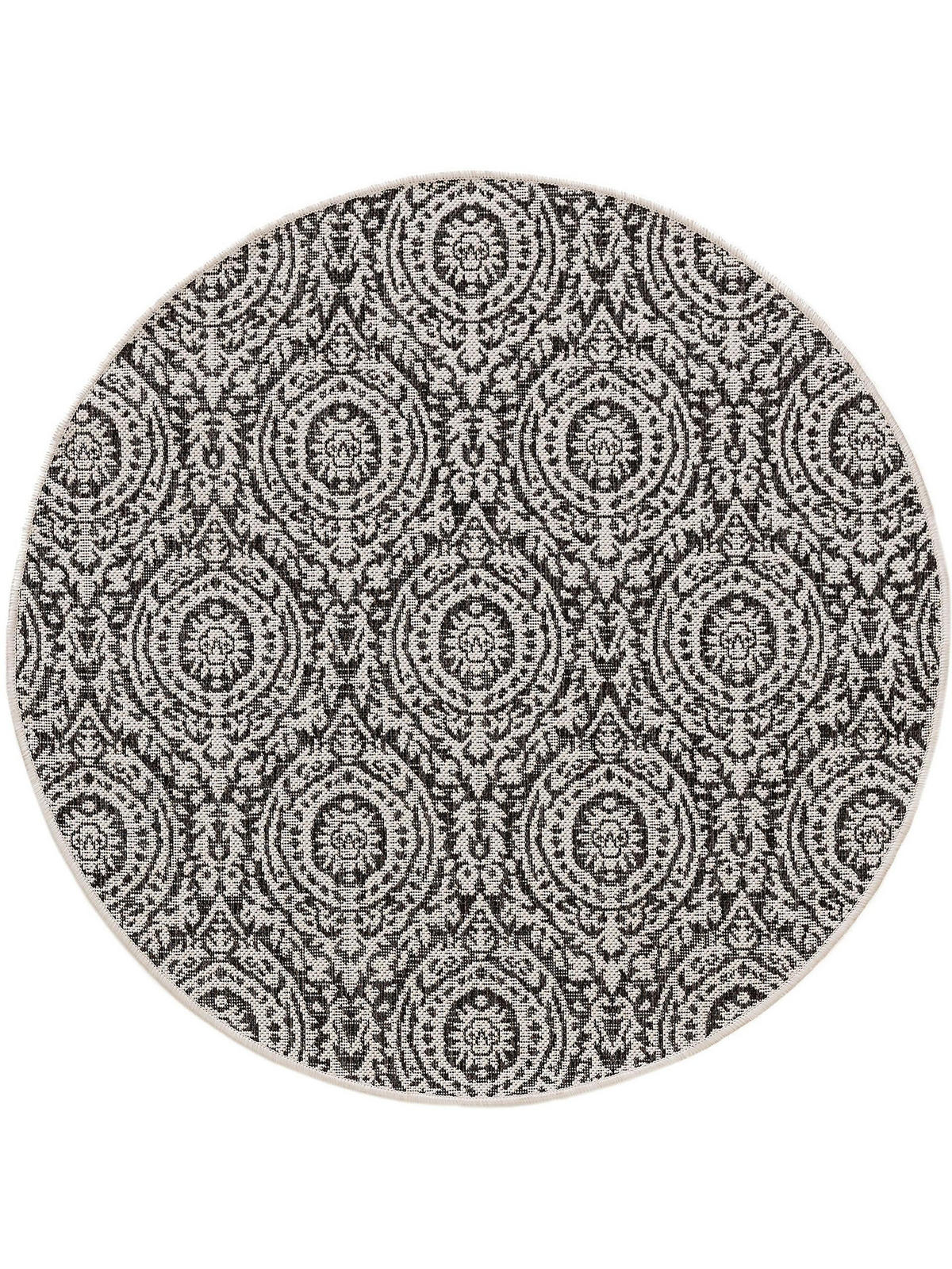 OUTDOORTEPPICH rund Cleo Weiß/Schwarz ø 120 cm rund - Weiß, Textil (120/120cm) - benuta Nest