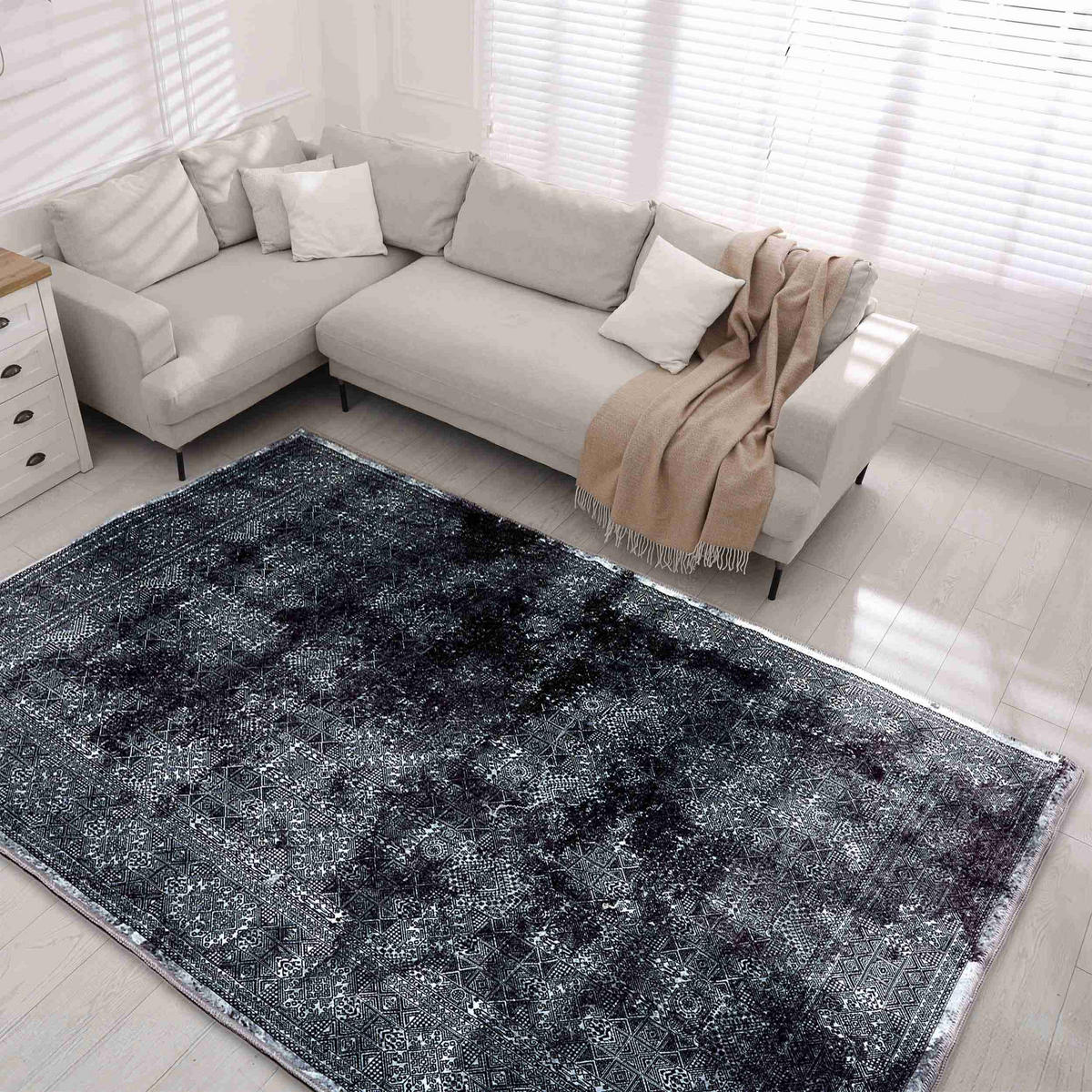 KURZFLORTEPPICH PIPER - Schwarz, Textil (120/180cm) - Astra