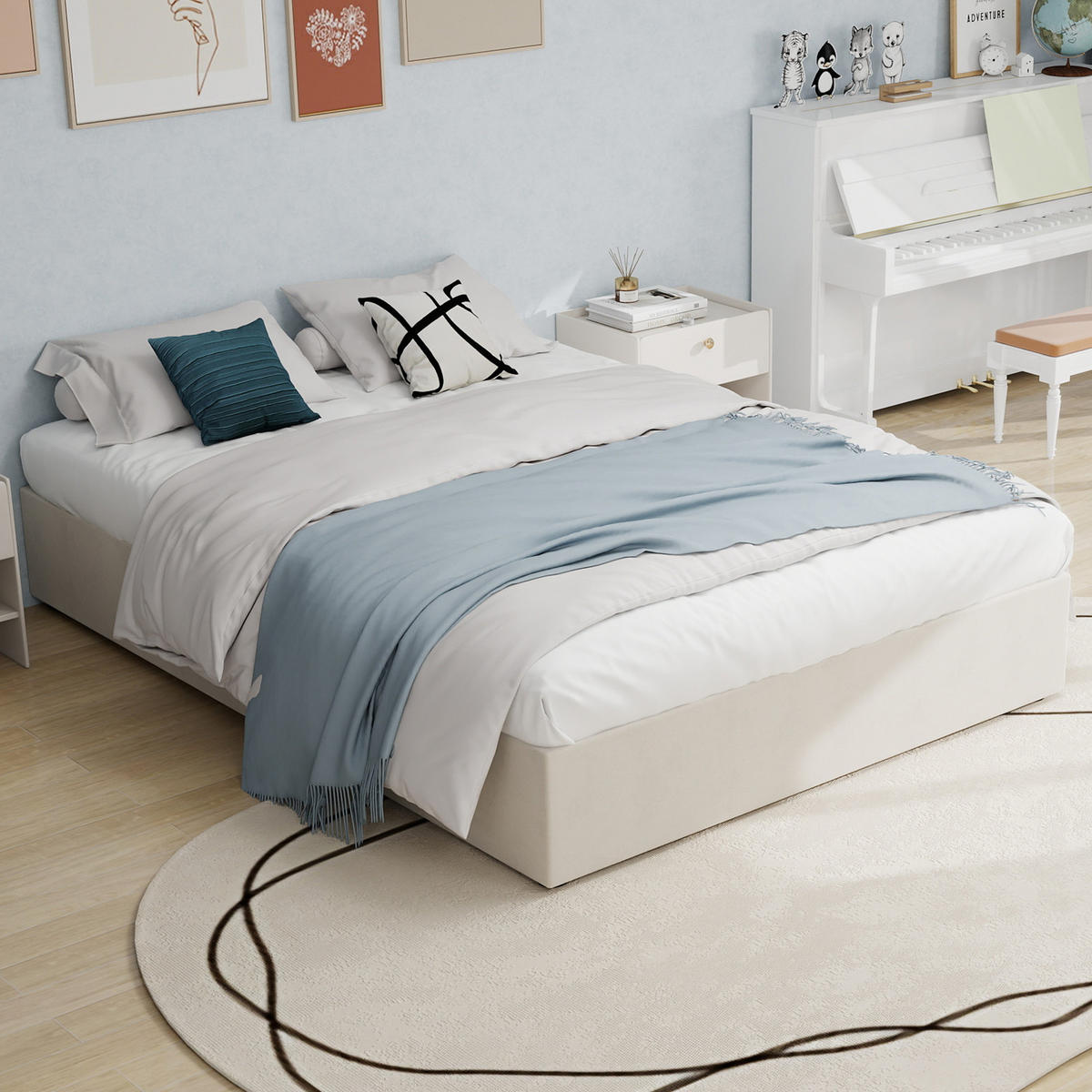 RAHMENBETT 160/200 cm in Beige - Beige, Holzwerkstoff/Textil (160/200cm) - WISHDOR