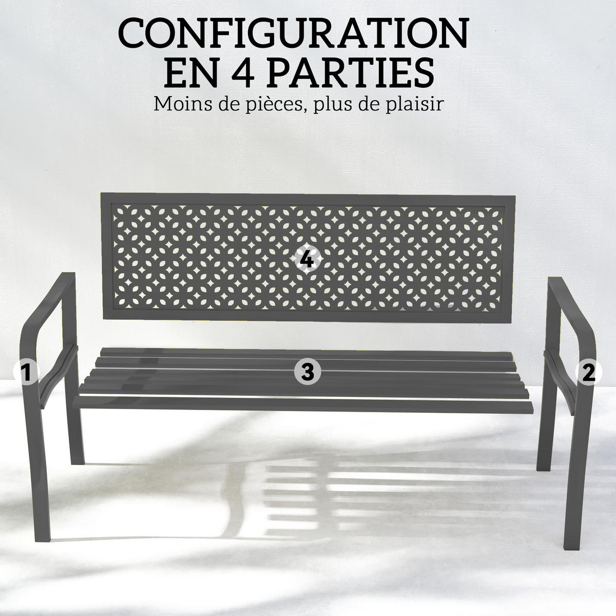 GARTENBANK DE-17800 Dunkelgrau - Dunkelgrau, Metall (127/85/61cm) - ComfortXL