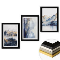 WANDBILDER 3er-Set - 20x30 cm Schwarzer Rahmen - Blaue und graue Berglandschaften - Schwarz, Kunststoff (20/30cm) - ArtPrintCave