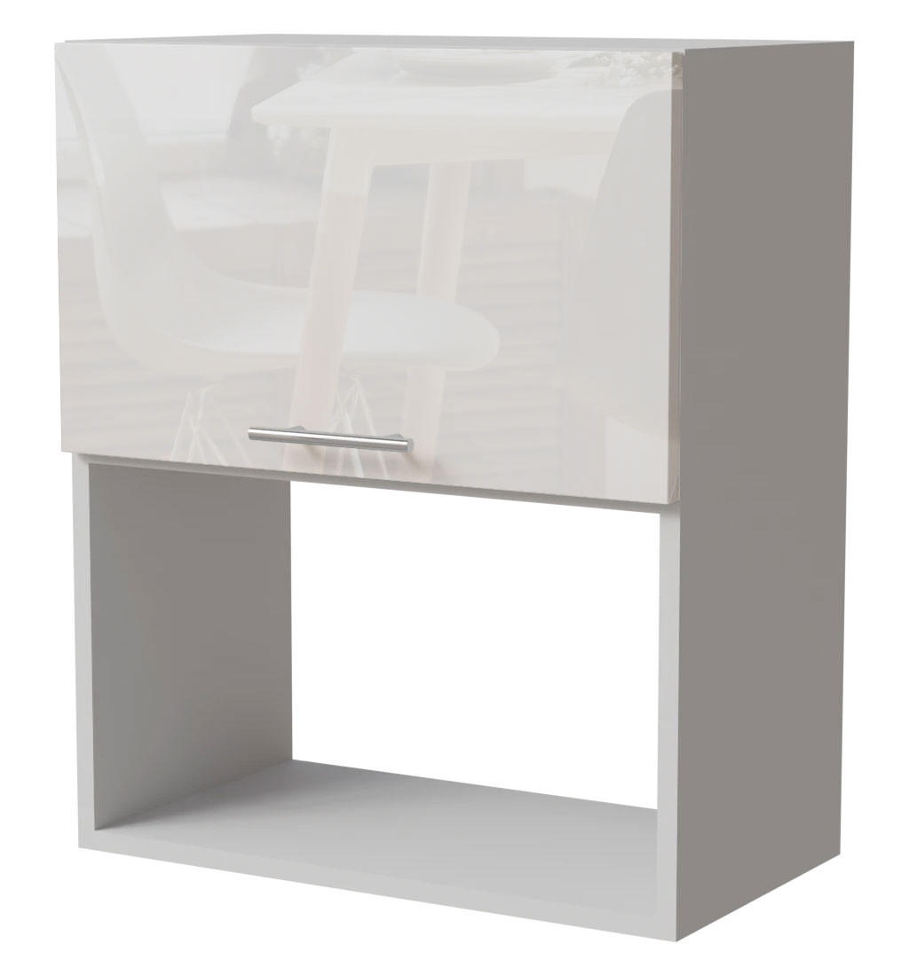 Feldmann-Wohnen Mikrowellenumbauschrank Weiß Hochglanz, Weiß 60x32.5x72 cm