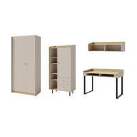JUGENDZIMMER ALBI C 4-teilig in Sandbeige / Geölte Eiche - Eichefarben/Beige, Holzwerkstoff (295/195/65cm) - Deine Möbel 24