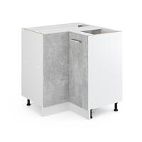 UNIVERZÁLNA ROHOVÁ SKRIŇA R-Line betón 75.6 cm s dvierkami, bez pracovnej dosky - sivá, kompozitné drevo (75.6/81.6/46cm) - Vicco