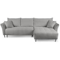 ECKSCHLAFSOFA Bari rechts grau - Schwarz/Grau, Textil (276/158cm) - Beautysofa