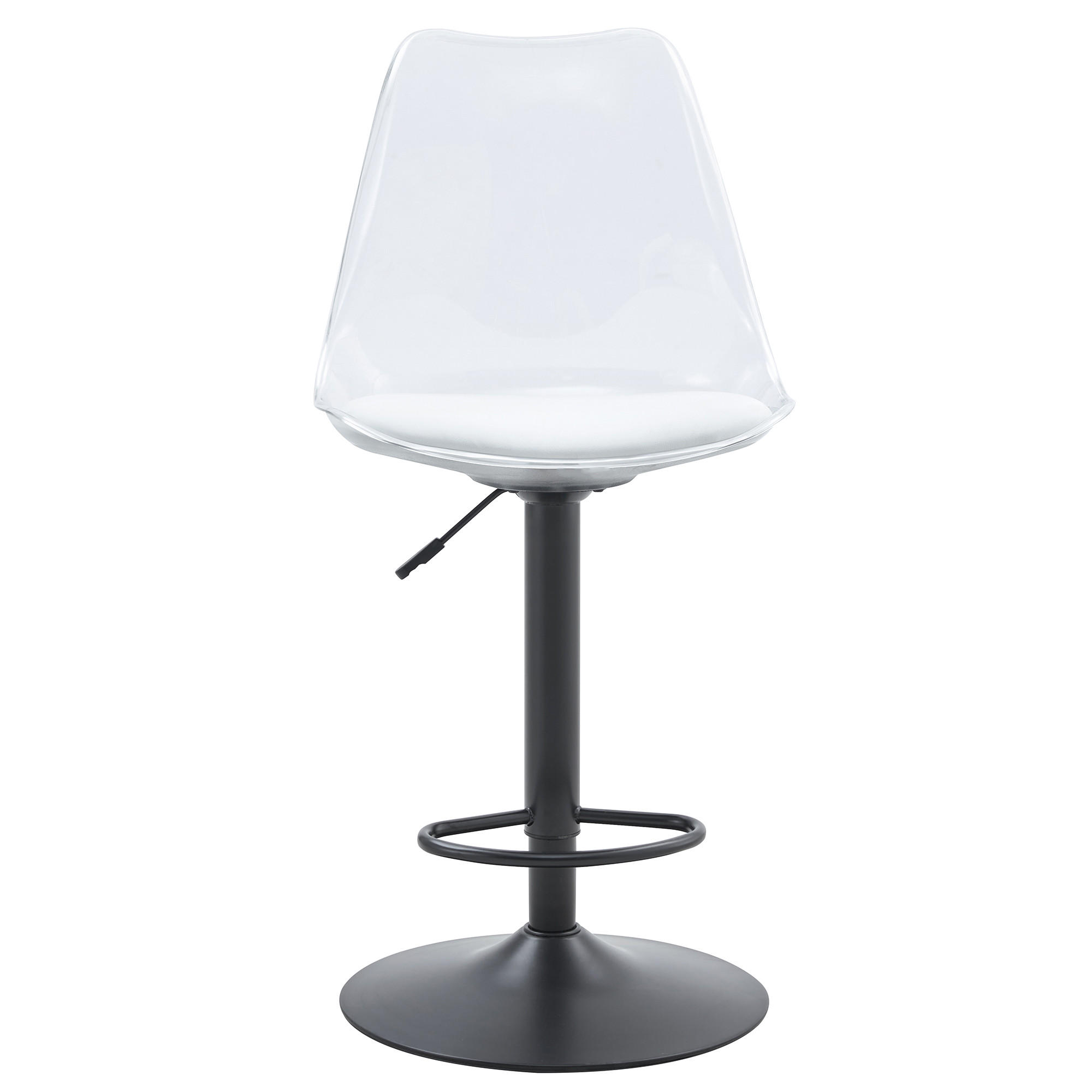 BARHOCKER 2er-Set Schwarz/Transparent mit PU-Leder und Rückenlehne - Schwarz, Metall (45.7/99/53.3cm) - PANGIVO