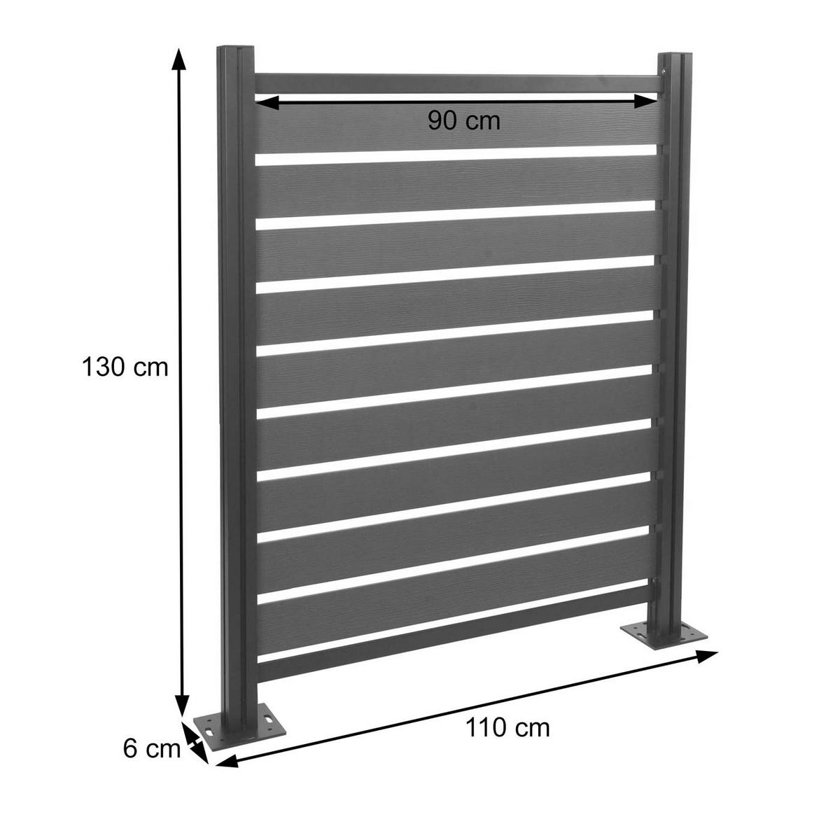 ALU MÜLLTONNEN-ZAUN Grau - Grau, Metall (110/130/6cm) - MCW