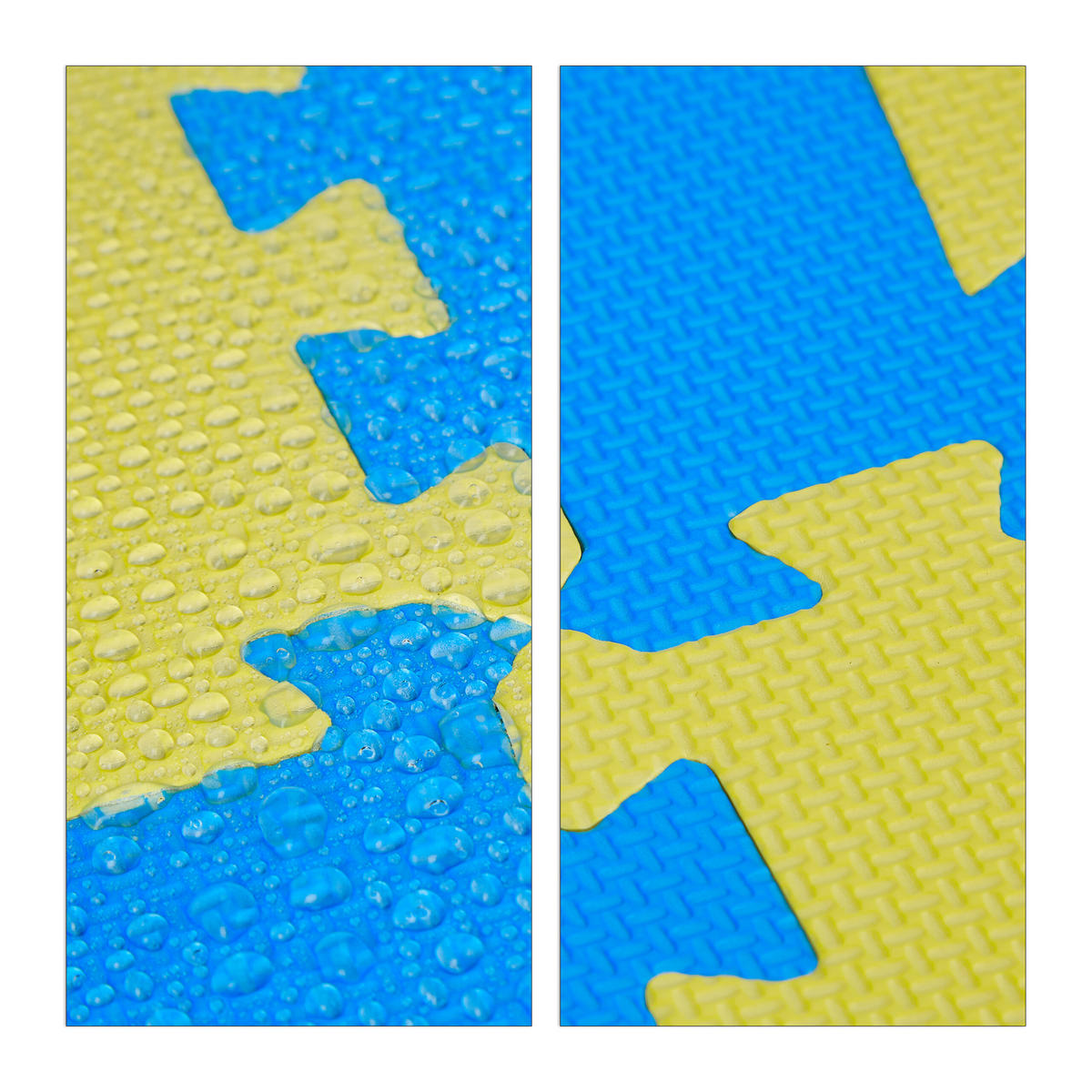 9XPUZZLEMATTE - Blau/Gelb, Kunststoff (32/32cm) - Relaxdays