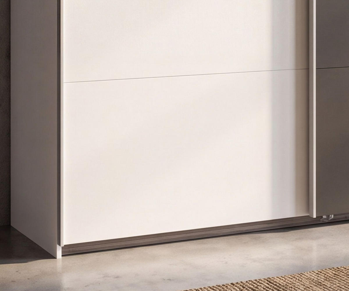SCHWEBETÜRENSCHRANK 3-türig B313/H208/64 cm Kleiderschrank in Weiß, Spiegel umrahmt in Grafit, Griffe Weiß / 22632 - Weiß, Holzwerkstoff/Metall (313/208/64cm) - luma-home