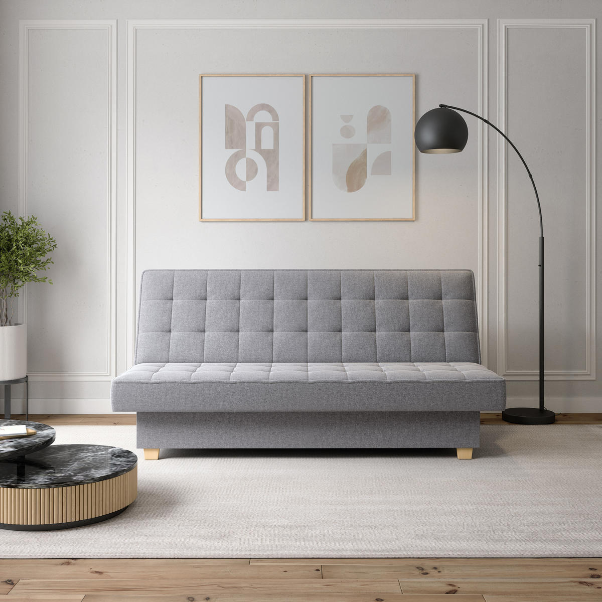 SCHLAFSOFA BELFI - Grau (Twist 19) - Hellgrau, Holzwerkstoff (192/95/92cm) - Möblo