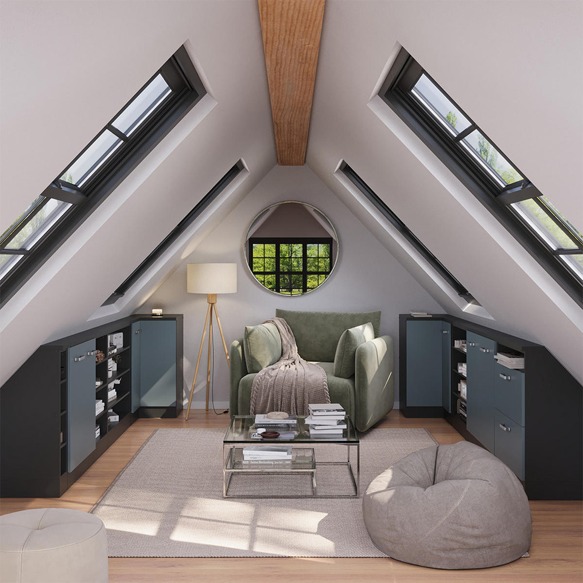 DACHSCHRÄGENSCHRANK ECKSCHRANK Rion Blau-Grau/Anthrazit 75.6 x 81.6 cm mit 1 Tür - Anthrazit/Blaugrau, Holzwerkstoff (75.6/81.6/75.6cm) - Vicco