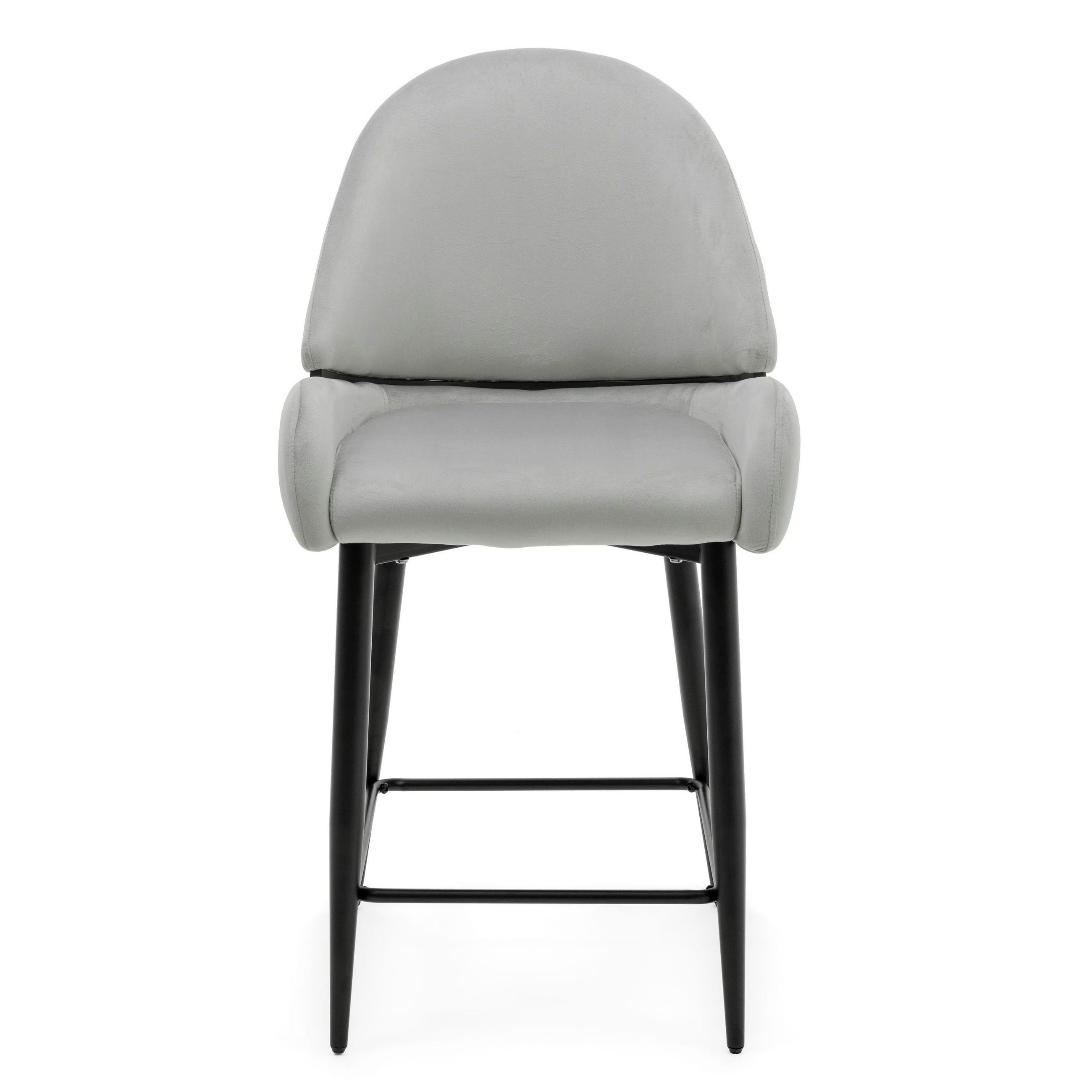 BARHOCKER BERGAMO gepolsterter mit Steppung - hellgrau - Samt Velour - Hellgrau/Schwarz, Textil/Metall (56/106/61cm) - NEW HOME