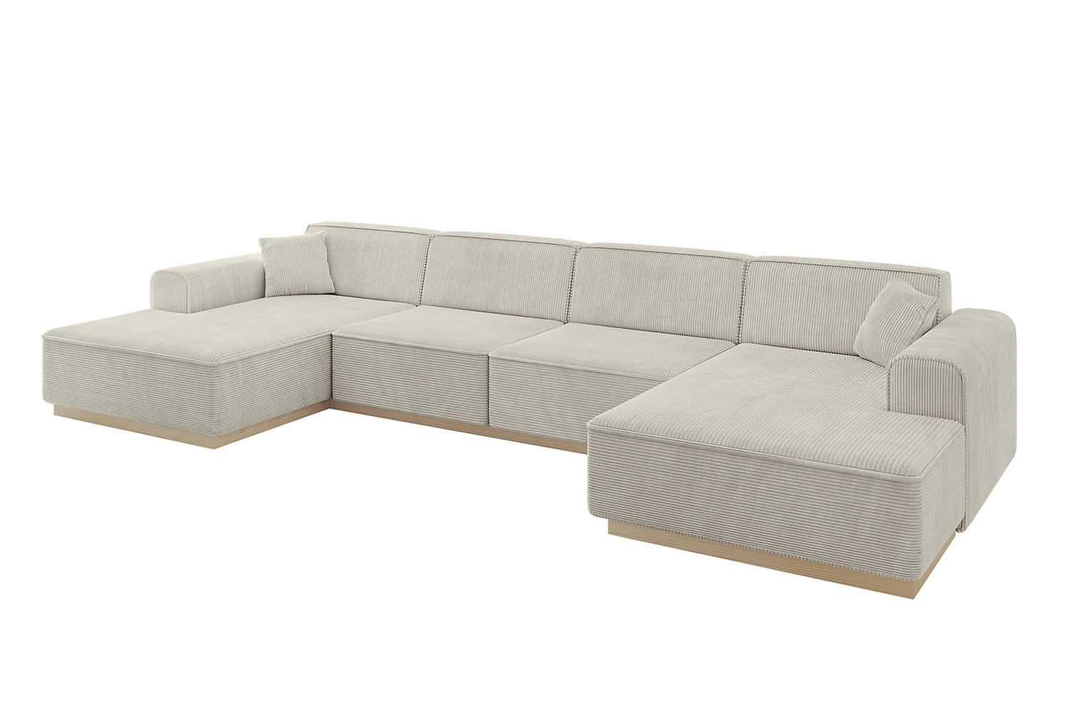 WOHNLANDSCHAFT IREA-U2 - 382x165x81 cm Hellgrau - Hellgrau, Holzwerkstoff/Textil (382/81/165cm) - ALTDECOR