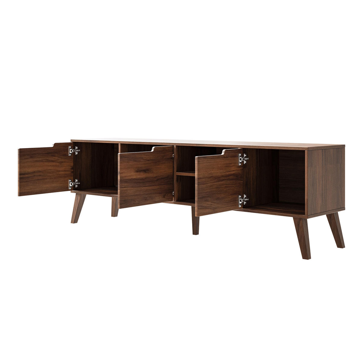 WOHNWAND Norel 2-teilig Kommode 160 cm + TV-Schrank 180 cm, Wallnuss - Walnussfarben, Holzwerkstoff (180/55/40cm) - Beautysofa