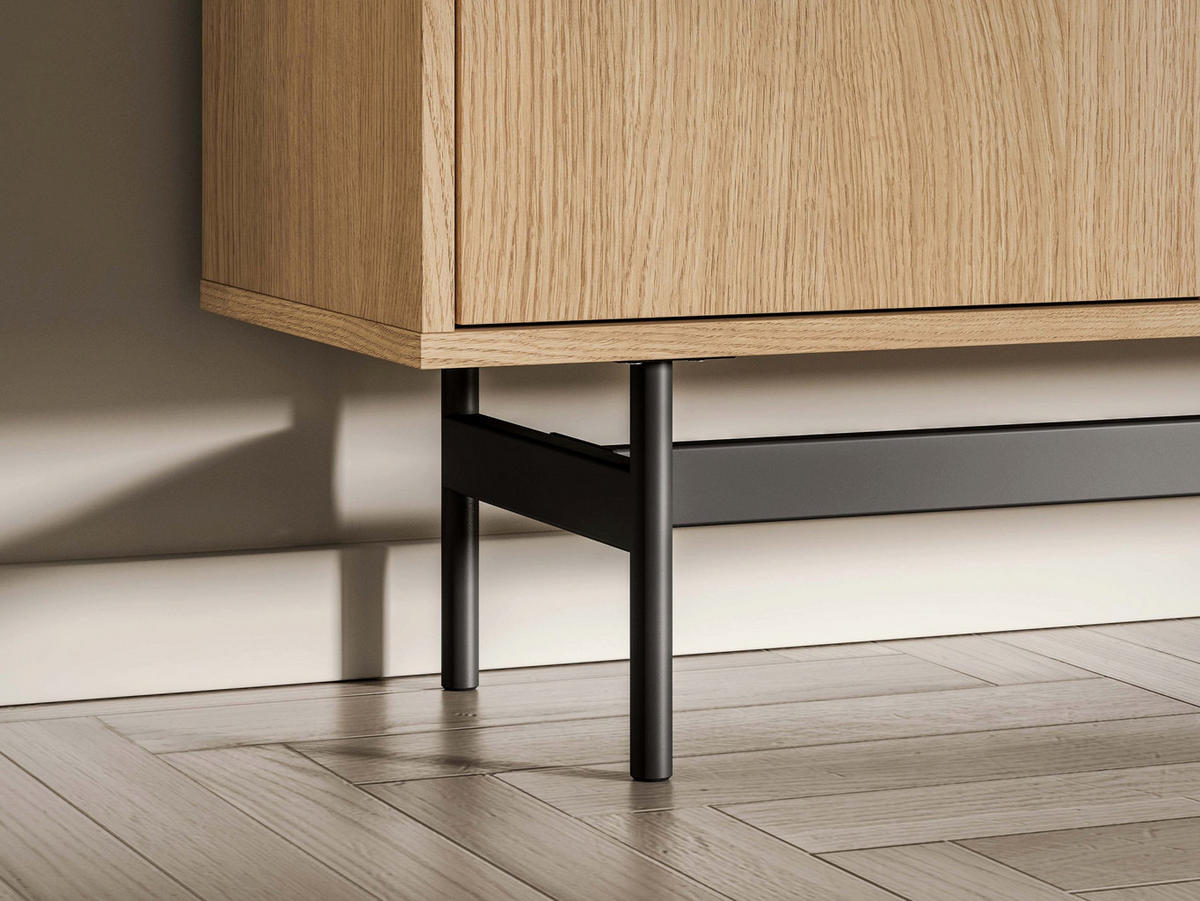 TV-LOWBOARD Heggers 3-türig, Eiche Mavelie, 150 cm - Eichefarben/Schwarz, Holzwerkstoff (150/53.2/33cm) - Selsey