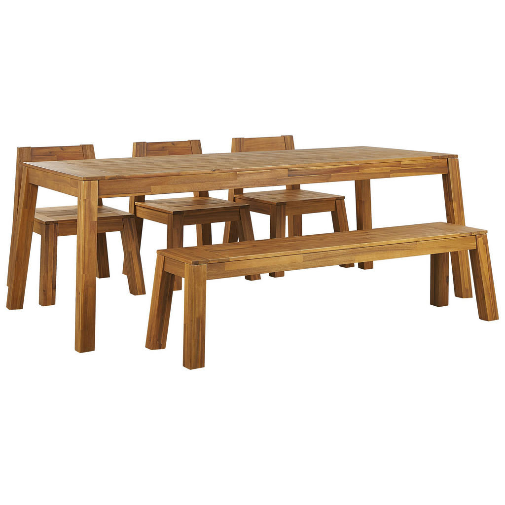 MOBILIER DE GRĂDINĂ set cu 6 locuri lemn de salcâm maro deschis 5 piese Livorno
