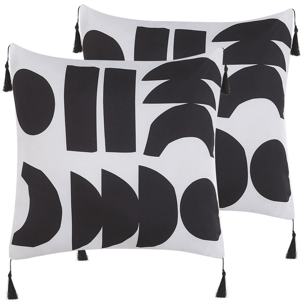 PERNĂ DECORATIVĂ set de 2 neagră-albă 45/45 cm Liriope