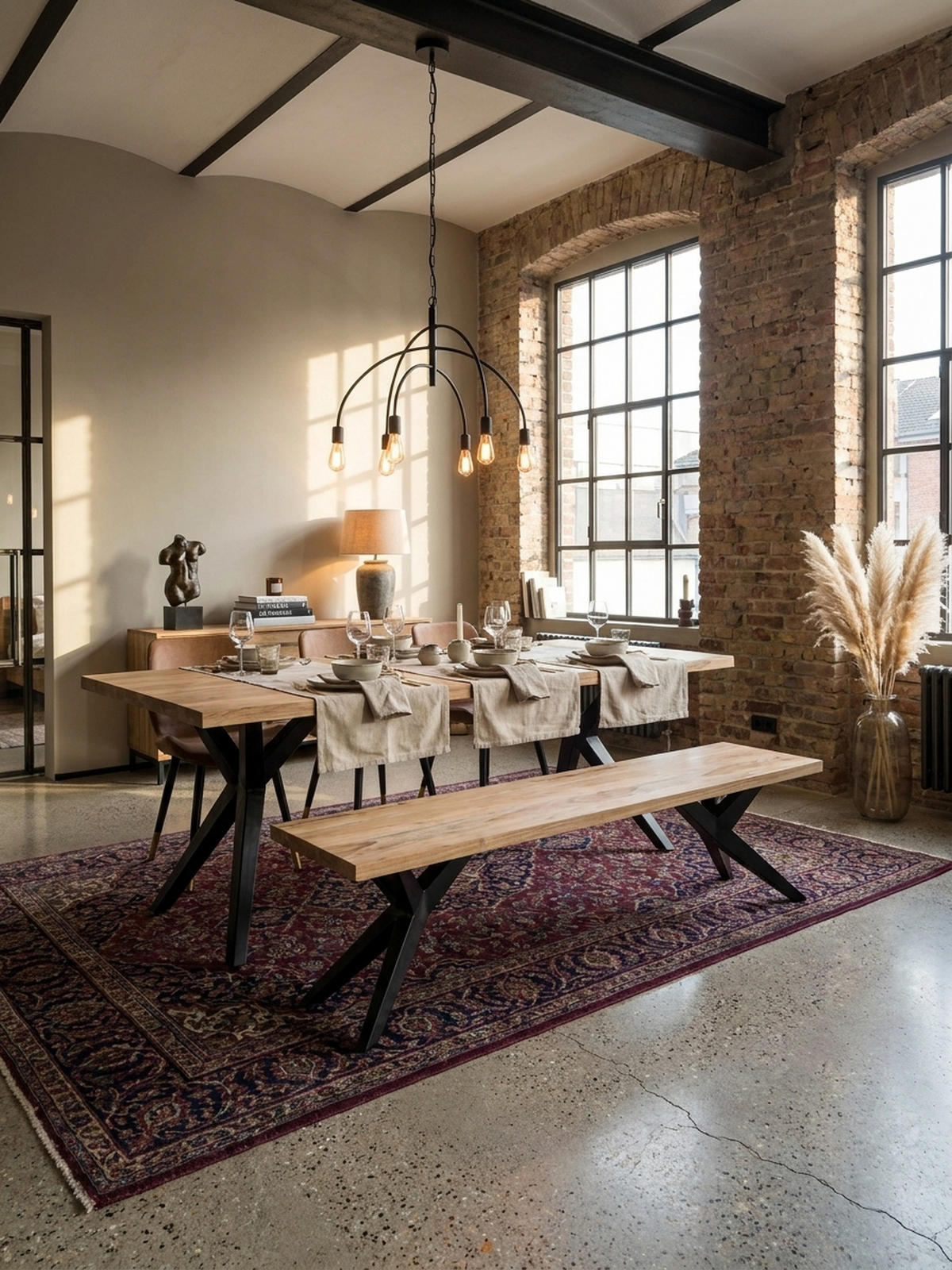 ESSZIMMERBANK Massivholz Metall Loft-Stil, Akazie 120x45x45 cm - Schwarz/Braun, Holz/Metall (120/45/45cm) - KADIMA DESIGN