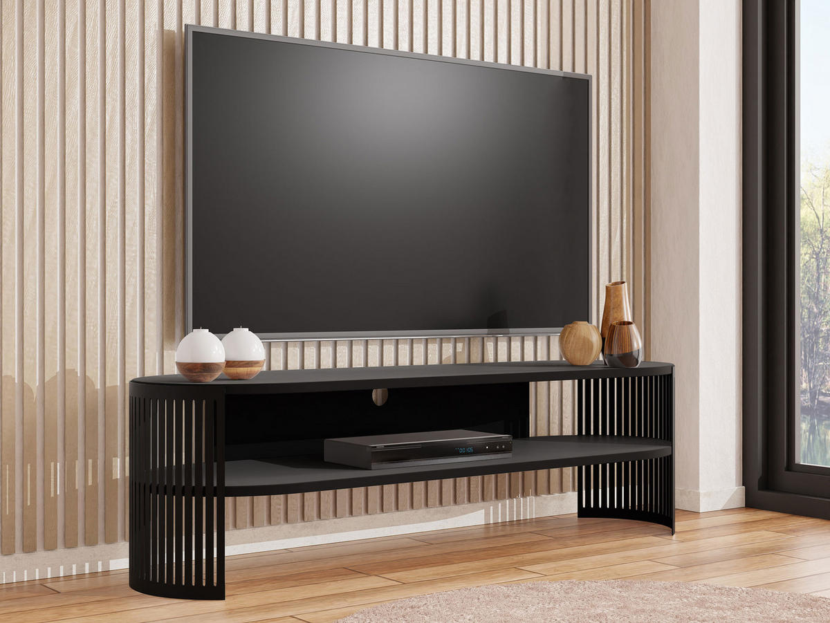 TV-LOWBOARD Fikoli Oval - Schwarz, Holzwerkstoff/Metall (140/40/40cm) - MIRJAN24