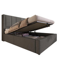 POLSTERBETT 90/200 cm aus Leinen mit Stauraum Ladestation und Becherhalter Grau - Grau, Textil (90/200cm) - Modenvie