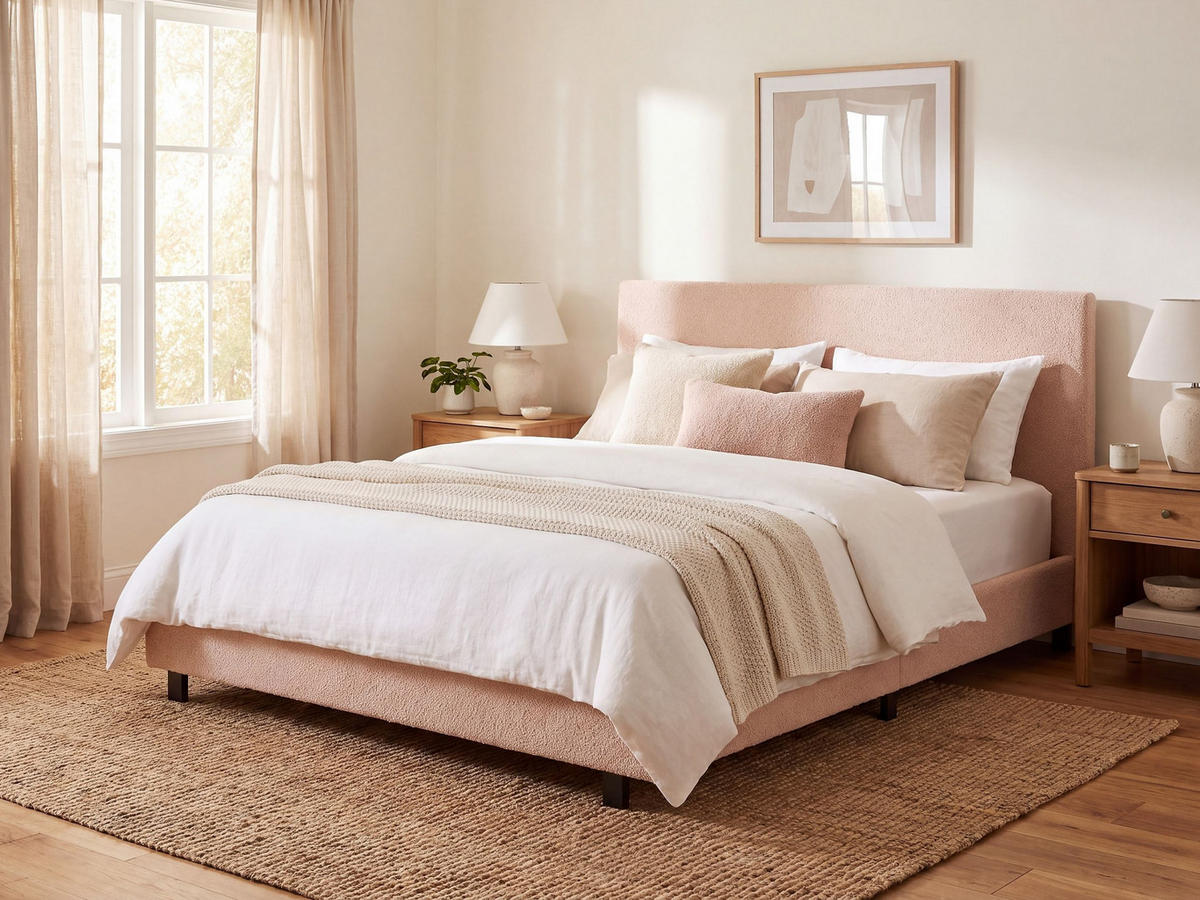 POLSTERBETT mit Lattenrost 140x200 cm Beige Albi - Beige, Textil (140/200cm) - Beliani