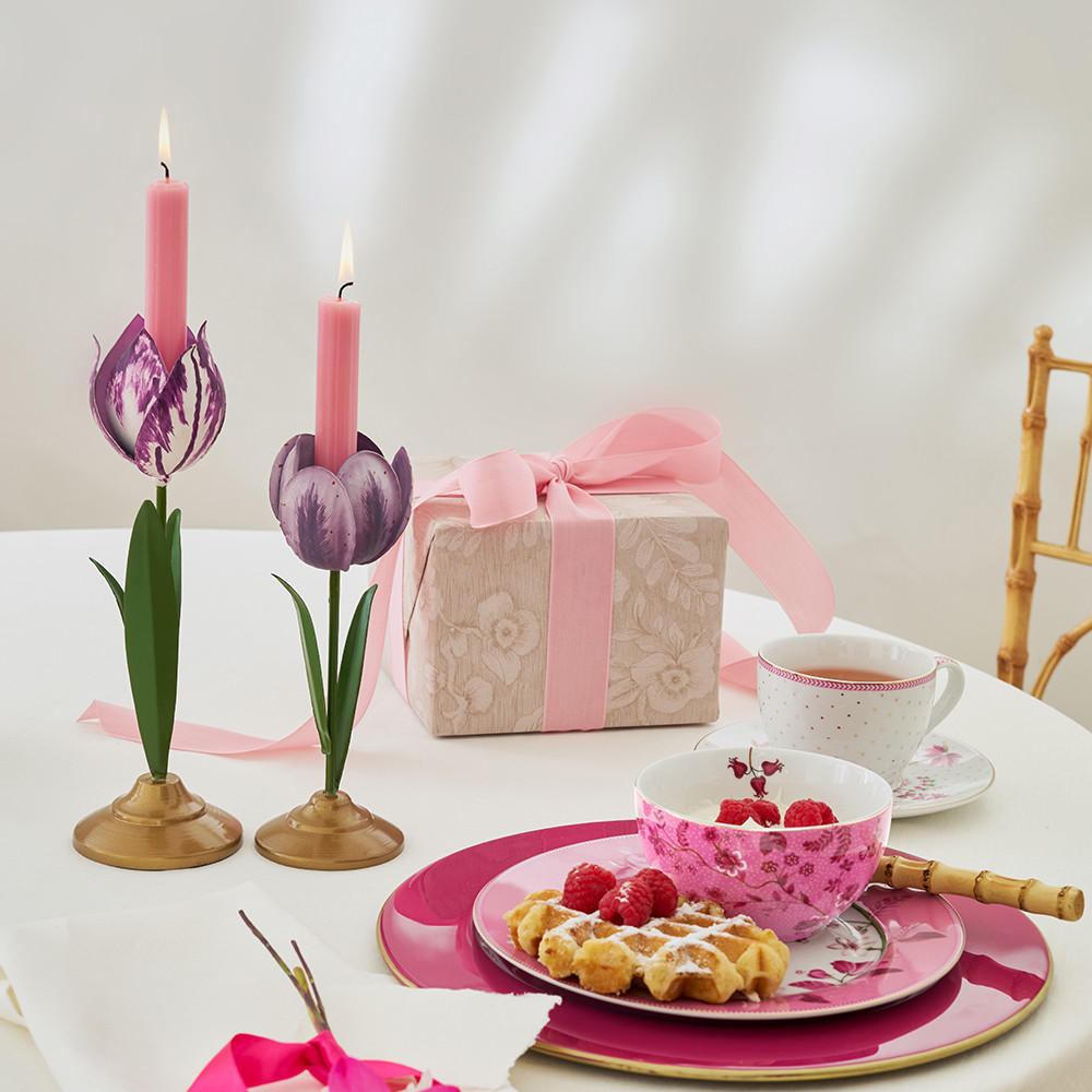 KERZENHALTER 2er-Set Tulpe s metal lilac - Flieder, Metall (7.5/21/7.5cm) - Pip Studio