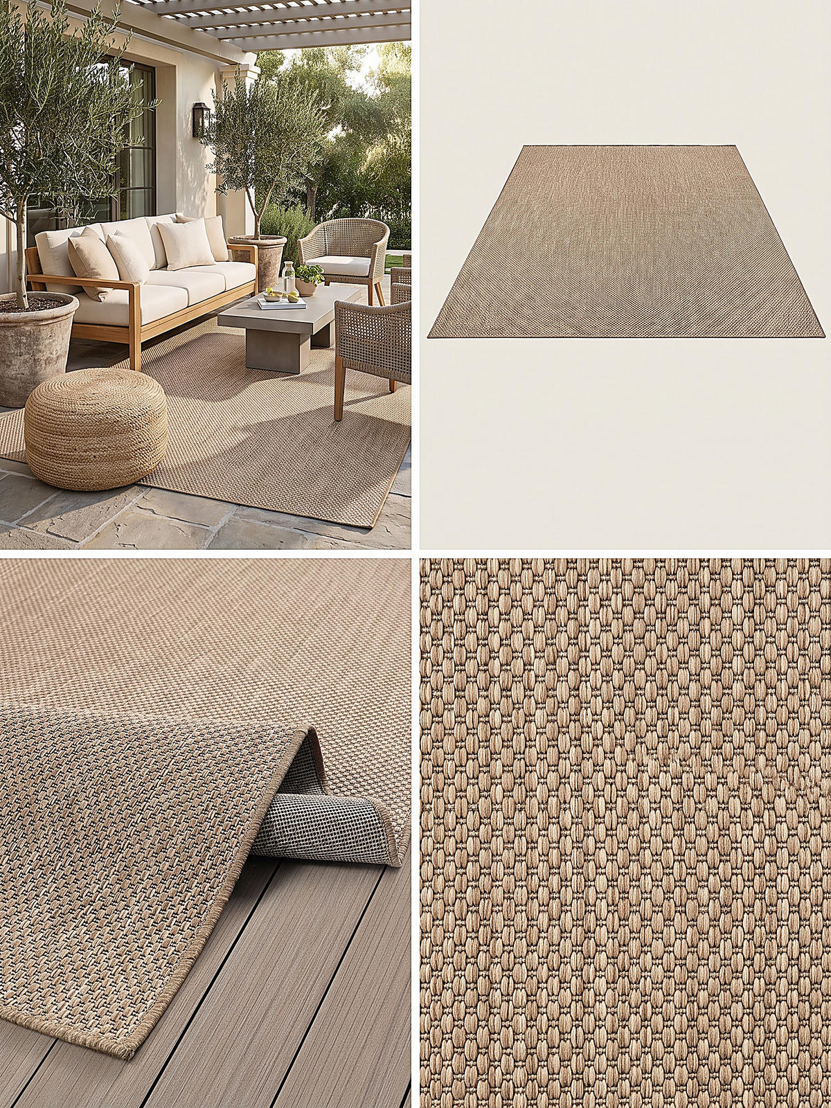 FLACHWEBTEPPICH Uni BORNO Polypropylen Natur 240 x 340 cm - Beige, Textil (240/340cm) - KADIMA DESIGN