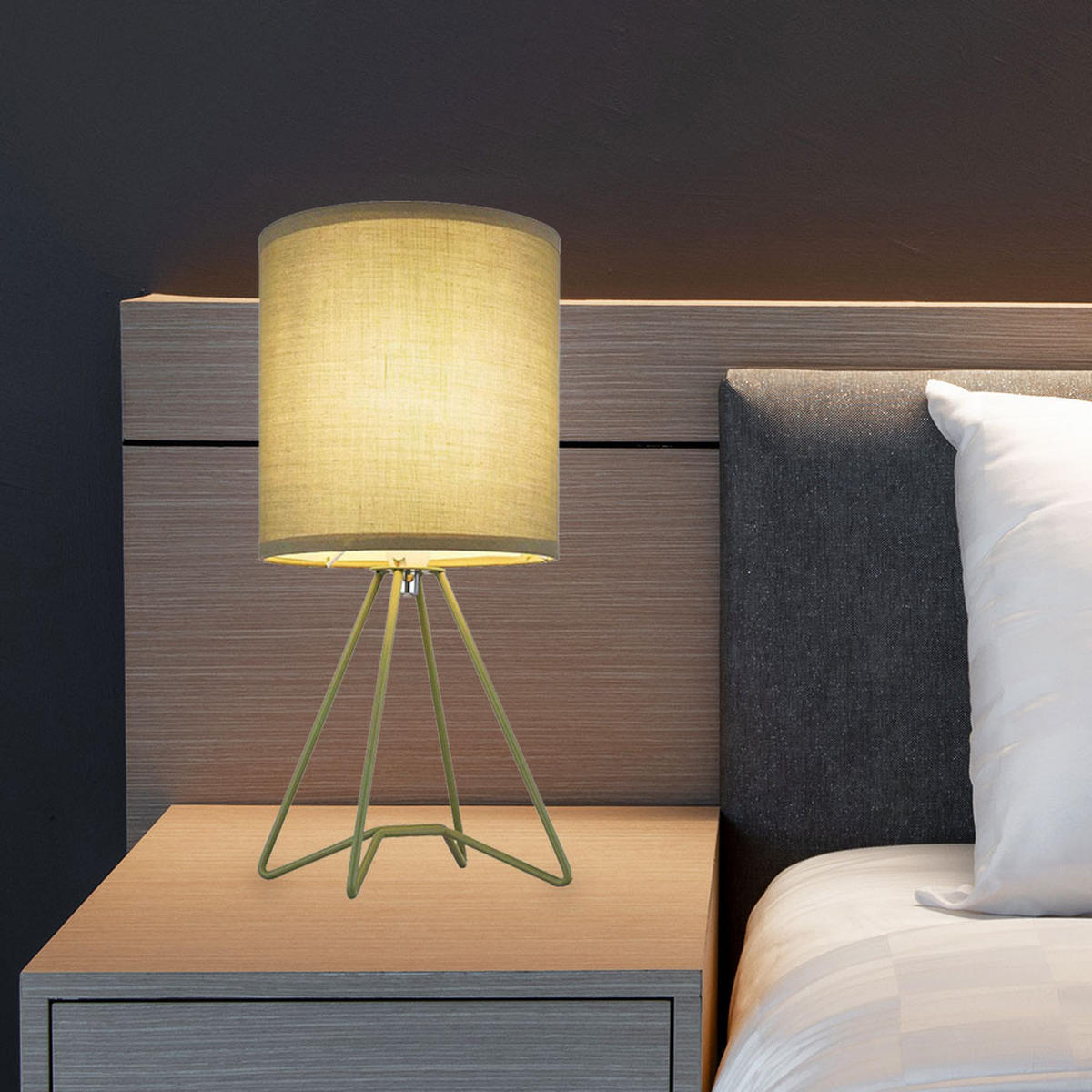 TISCHLEUCHTE Textil Blassgrün - Grün, Metall (16/16/34.5cm) - Globo Lighting