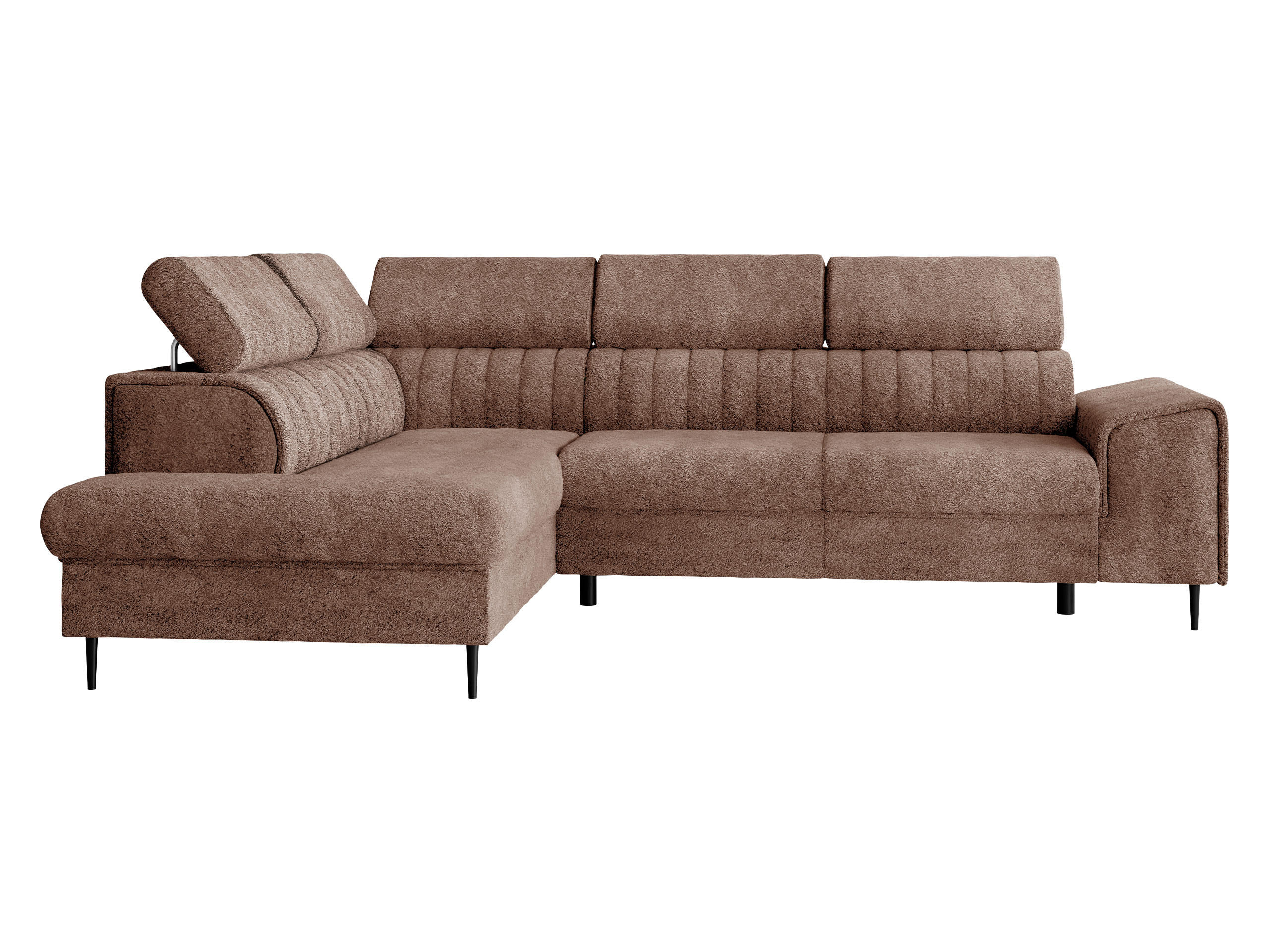 ECKSOFA Kadurin, Seite: Links - Schwarz/Braun, Holz/Kunststoff (276/206cm) - MIRJAN24