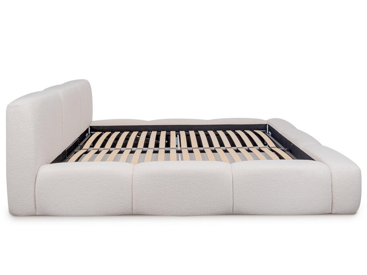 POLSTERBETT Arosa Hellbeige 200/200 cm Boucle mit Bettkasten - Beige, Textil/Metall (200/200cm) - wonello