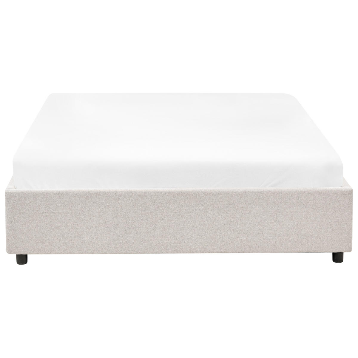 BETT mit Schubladen ohne Kopfteil 140/200 cm Stoff Hellbeige Prades - Beige, Textil (140/200cm) - Beliani
