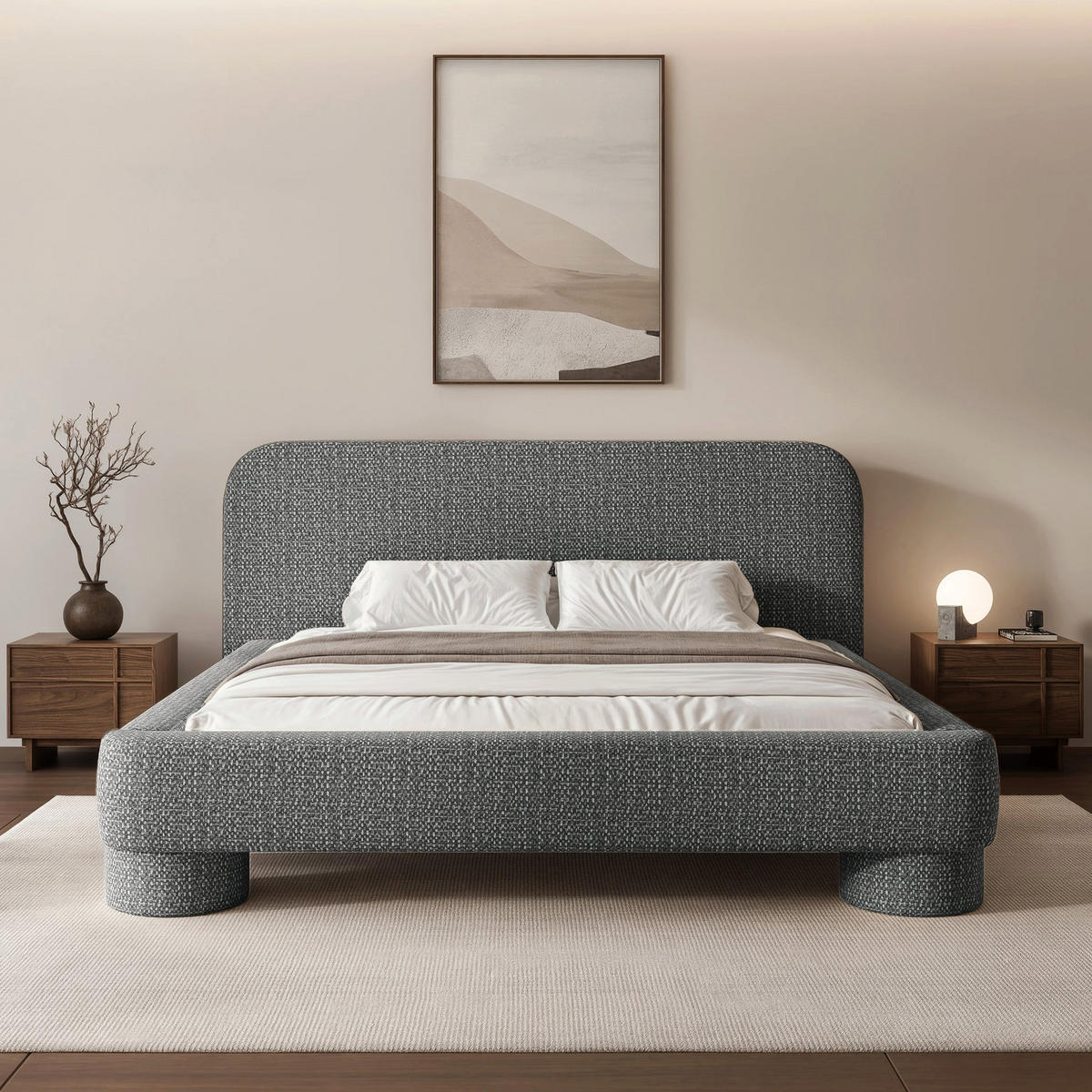 ČALOUNĚNÁ postel Fredo, pletenina tmavě šedá, 160x200 cm - tmavě šedá, kompozitní dřevo/textil (160/200cm) - Selsey