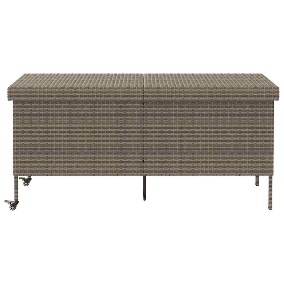 GARTENTRUHE Mit Rollen Grau 160/55/75 Cm Poly Rattan - Grau, Kunststoff (160/75/55cm) - vidaXL