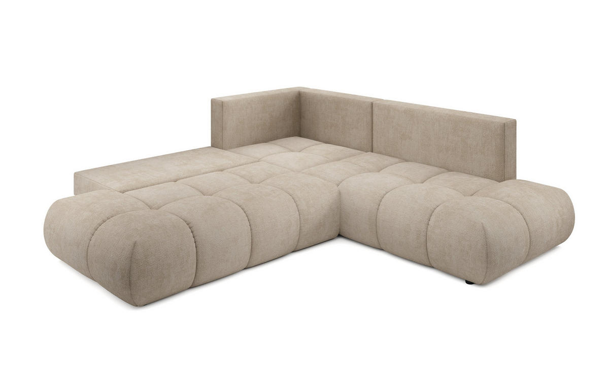 ECKSOFA DUCA II R-S Beige Chenille mit Schlaffunktion - Beige, Holz (266.5/266.5cm) - MASSENO
